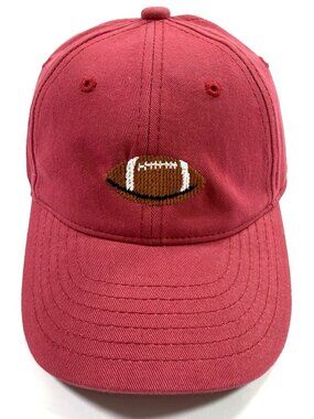 Harding Lane New England Kids Hat Needlepoint Football Adjustable Red Cotton